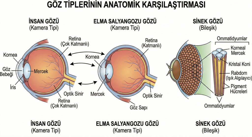 Göz tiplerinin anatomik karşılaştırılması