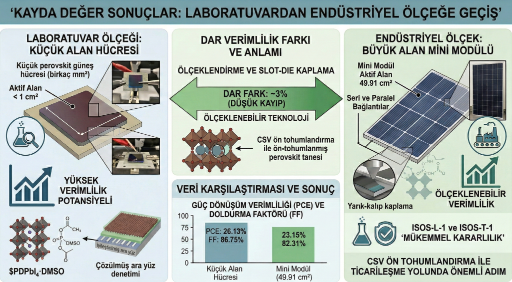 Perovskit Fotovoltaiklerde Laboratuvardan Endüstriyel Ölçeğe Geçiş Performansı